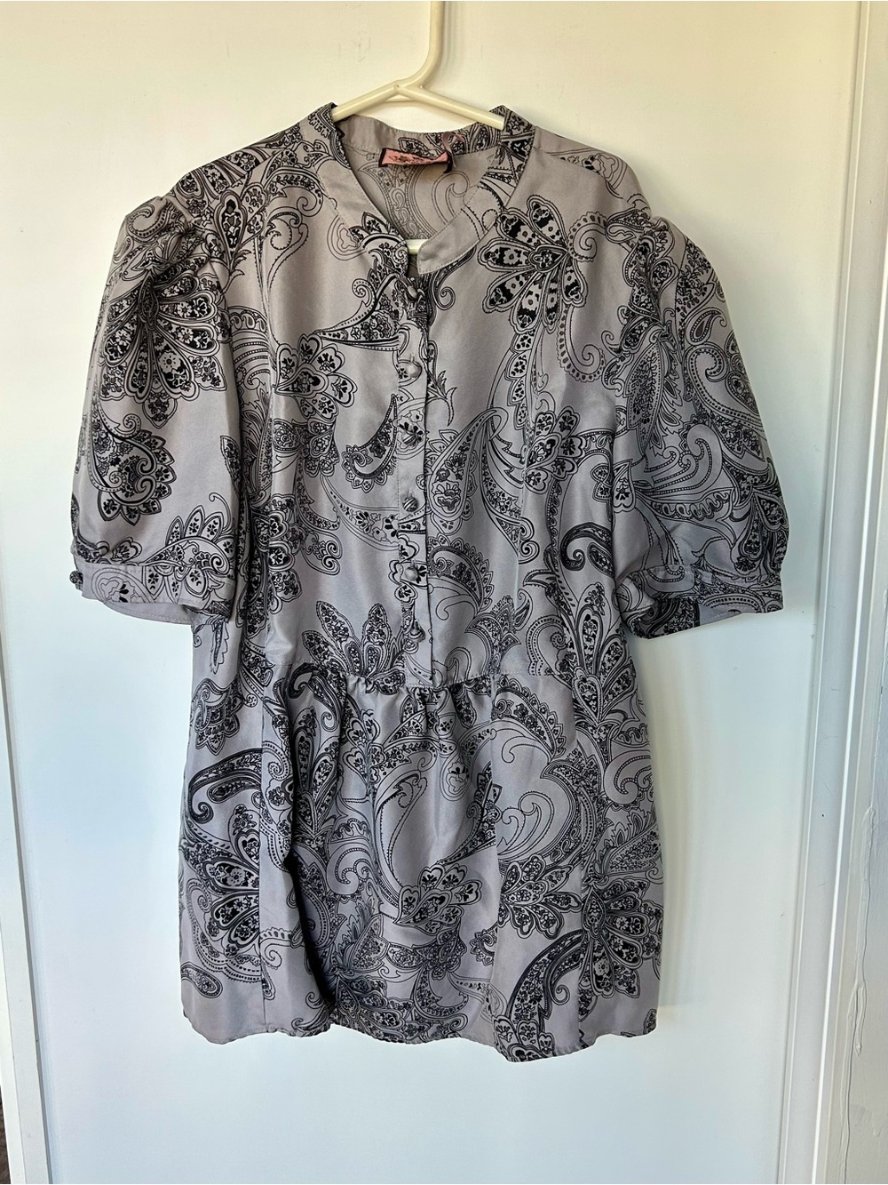 Vintage Juicy Couture 100% Silk Paisley Puff Sleeve Blouse Size 2 Y2K